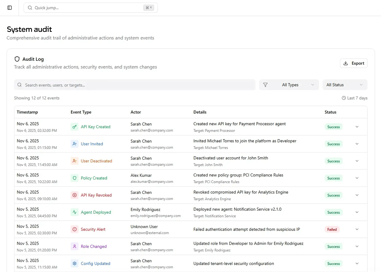 Audit every change screenshot